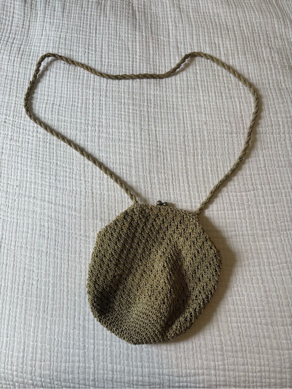 Handwoven Olive Knit Crossbody Bag - Unbranded